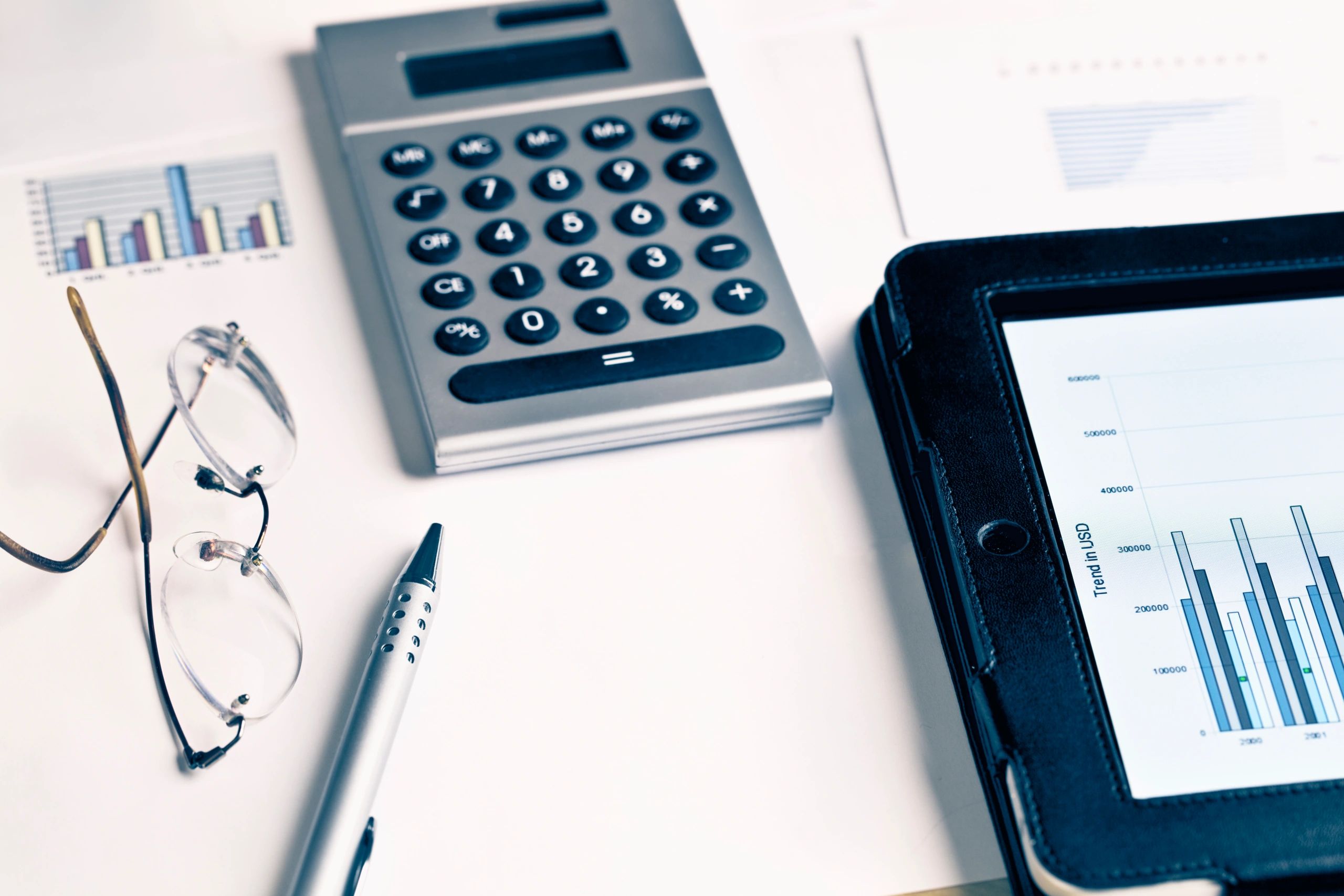 Financial planning tools on a desk