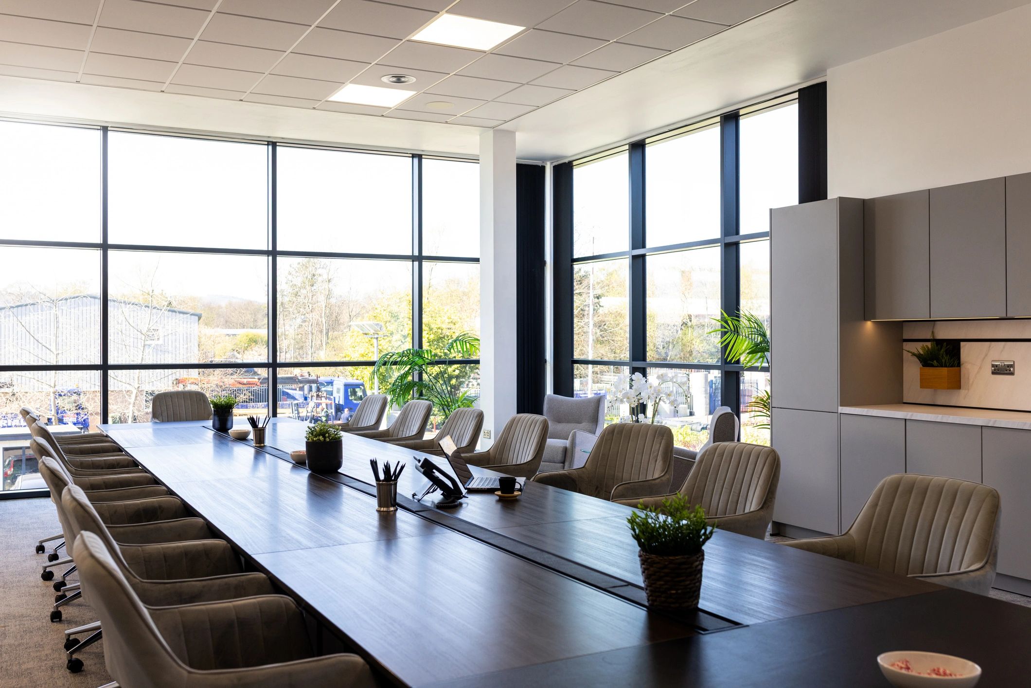 Elegant finance workspace with clean modern interior